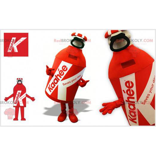 Giant red and white can mascot - Redbrokoly.com