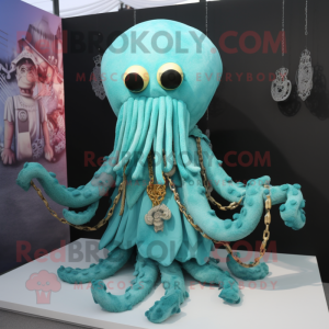 Turquoise Kraken mascotte...