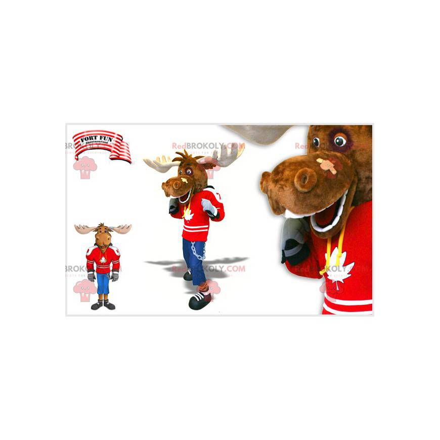 Hockey player caribou mascot. Moose mascot - Redbrokoly.com
