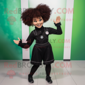 Black Irish Dancer mascot costume character dressed with a Jumpsuit and Hairpins