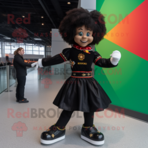 Black Irish Dancer mascot costume character dressed with a Jumpsuit and Hairpins
