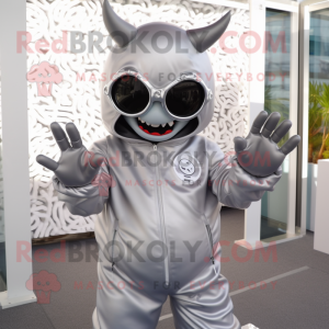 Silver Demon maskot kostym...