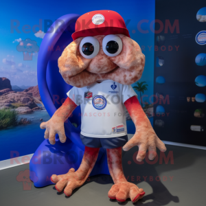 nan Octopus mascot costume character dressed with a Board Shorts and Lapel pins