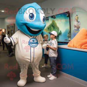 Cyan Clam Chowder mascot costume character dressed with a Baseball Tee and Watches