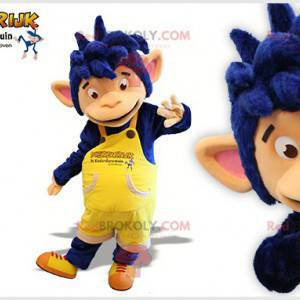 Blue chimpanzee monkey mascot in overalls - Redbrokoly.com