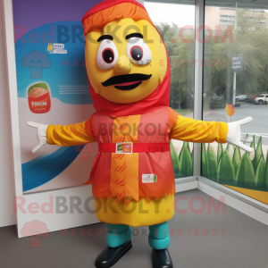 nan Paella mascot costume character dressed with a Windbreaker and Cummerbunds