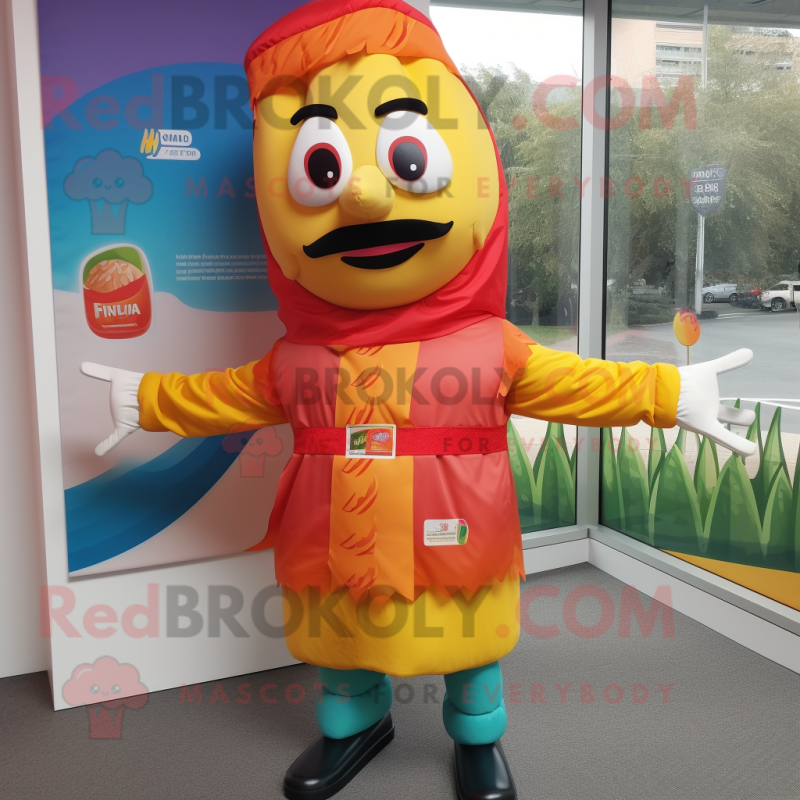 nan Paella mascot costume character dressed with a Windbreaker and Cummerbunds nan Paella mascot costume character dressed with a Windbreaker and Cummerbunds
