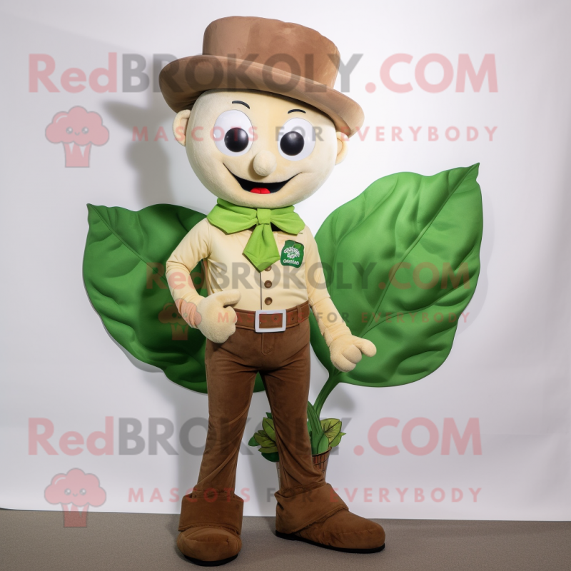 Tan Beanstalk mascot costume character dressed with a Jeans and Cufflinks Tan Beanstalk mascot costume character dressed with a Jeans and Cufflinks