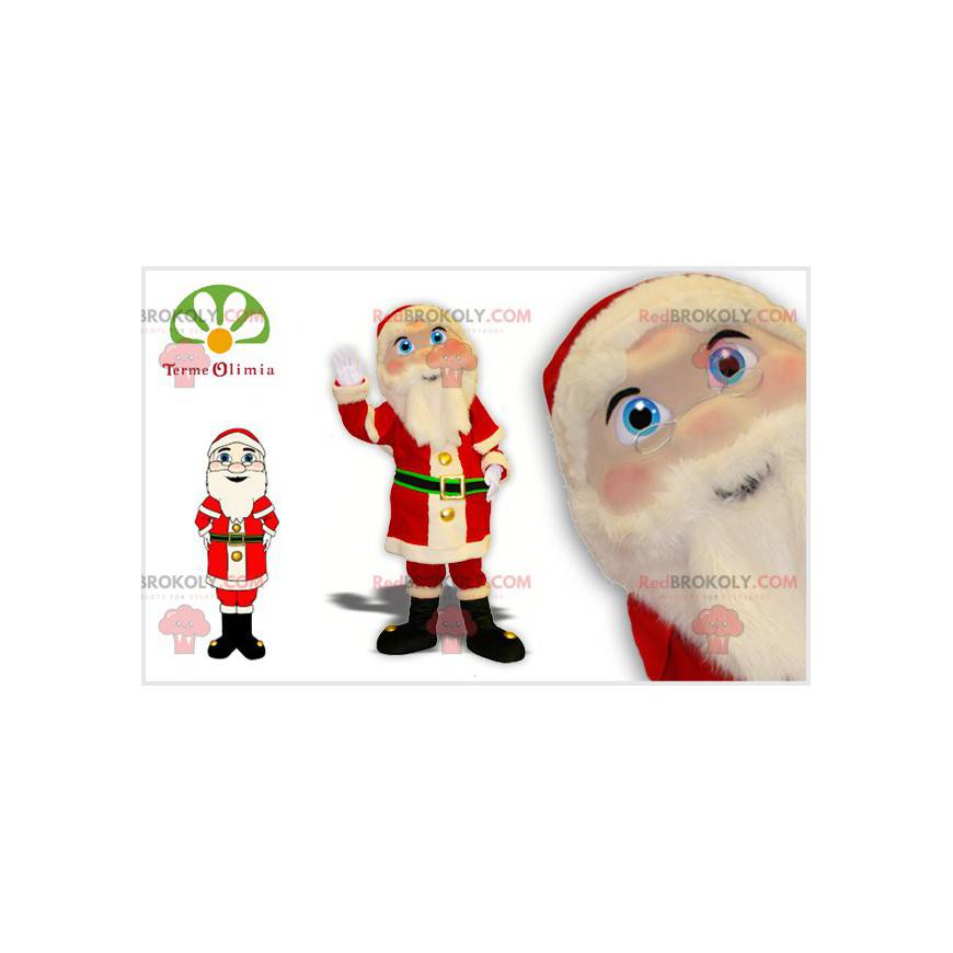Mascota de Santa Claus en traje rojo y blanco - Redbrokoly.com