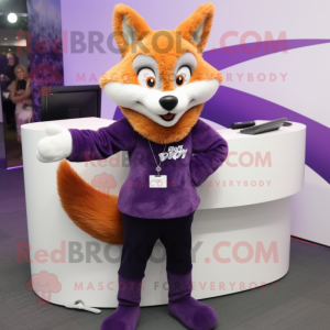 Purple Fox maskot drakt...