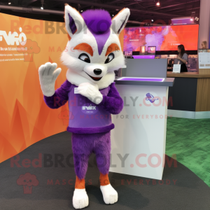 Purple Fox maskot drakt...
