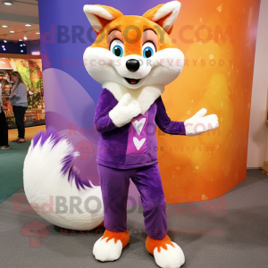 Purple Fox maskot kostume...