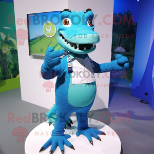 Blauwe krokodil mascotte...