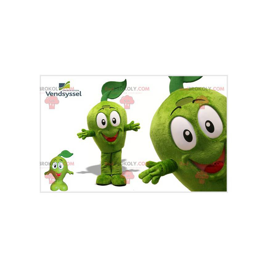 Mascota de manzana verde muy sonriente. Manzana verde gigante - Mascota de manzana verde muy sonriente. Manzana verde gigante -
