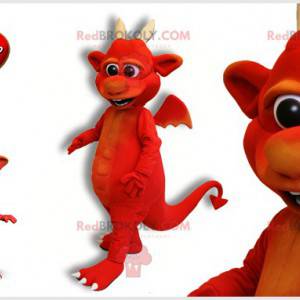 Red imp devil mascot with horns - Redbrokoly.com