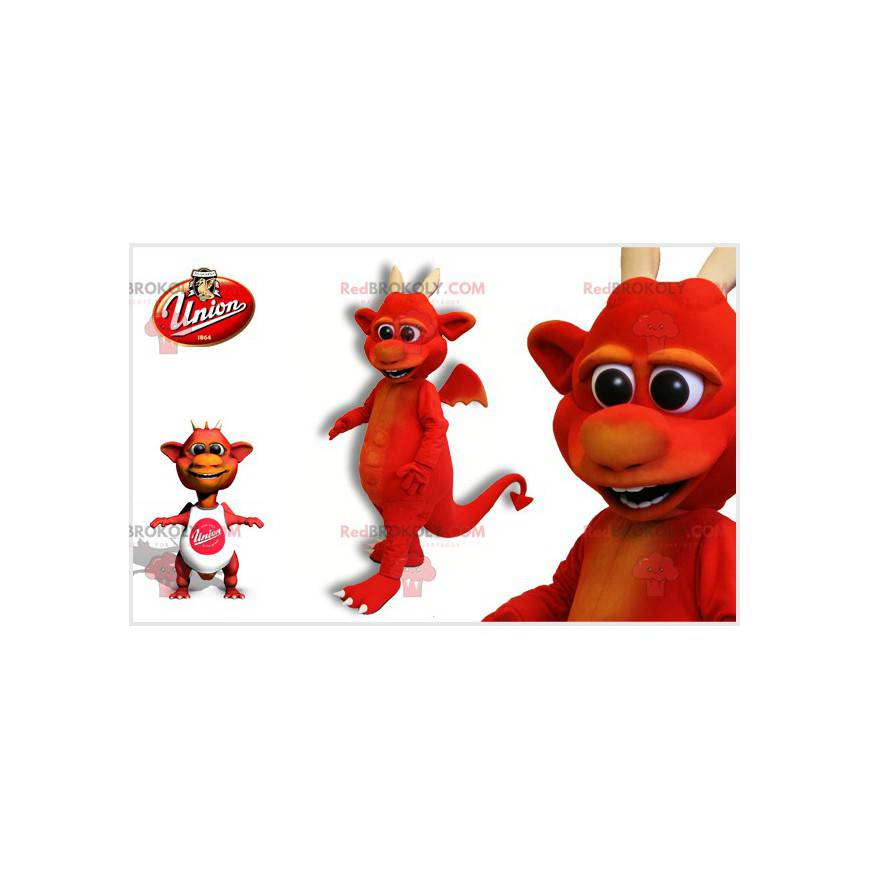 Red imp devil mascot with horns - Redbrokoly.com