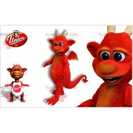 Red imp devil mascot with horns - Redbrokoly.com