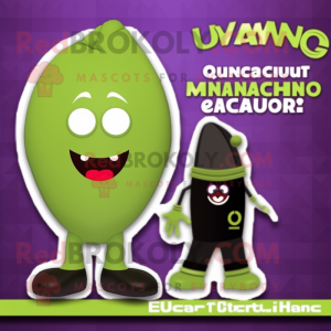 Olive Eggplant mascot costume character dressed with a One-Piece Swimsuit and Cummerbunds