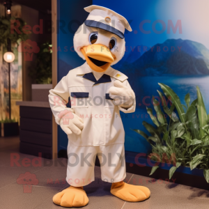 Navy Gosling mascot costume character dressed with a Jumpsuit and Hats