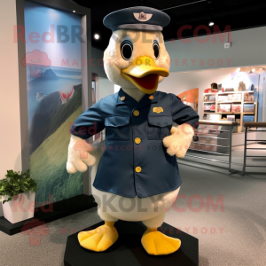 Navy Gosling mascot costume character dressed with a Jumpsuit and Hats