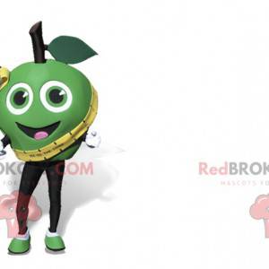 Bardzo uśmiechnięta maskotka zielone jabłko. Gigantyczne