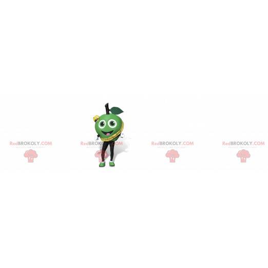 Very smiling green apple mascot. Giant green apple -