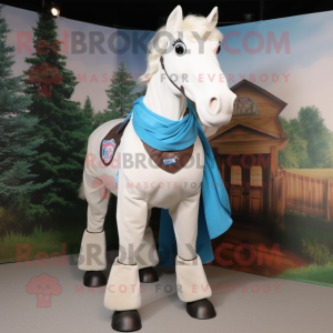 White Horseshoe mascot costume character dressed with a Blouse and Scarves