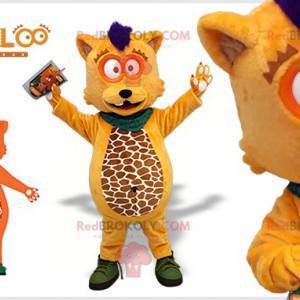 Mascotte d'ours orange de castor Babaloo orange marron et blanc