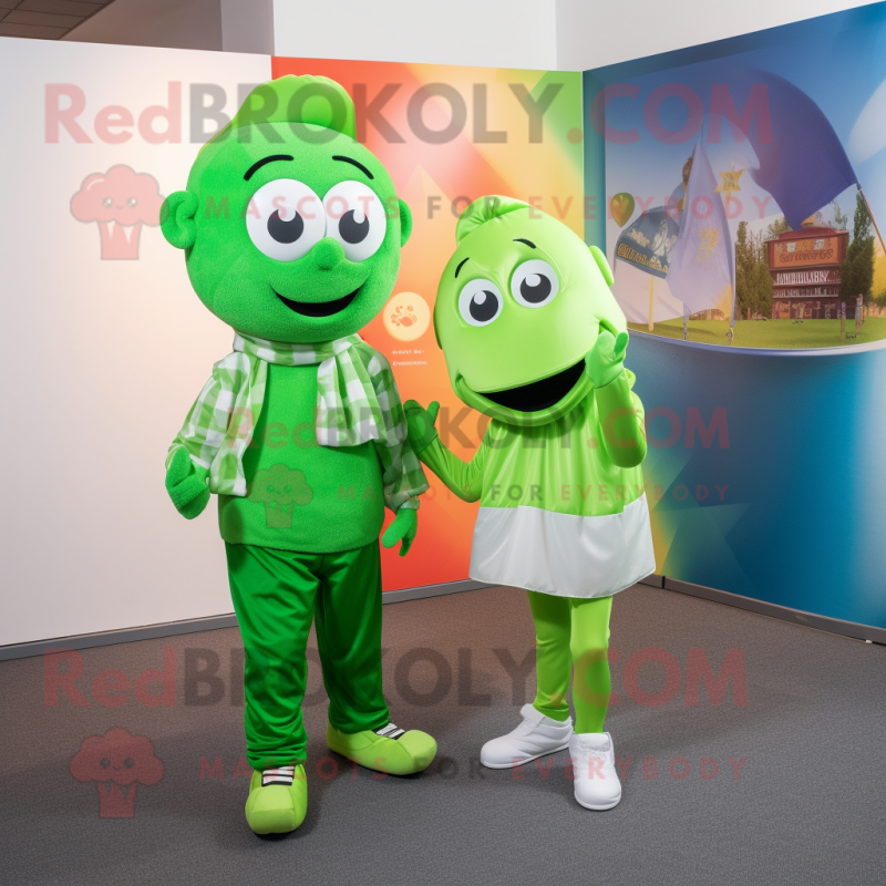 Lime Green Irish Flag mascot costume character dressed with a Boyfriend Jeans and Ties Lime Green Irish Flag mascot costume character dressed with a Boyfriend Jeans and Ties