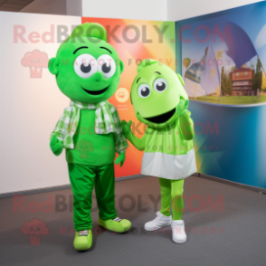 Lime Green Irish Flag mascot costume character dressed with a Boyfriend Jeans and Ties