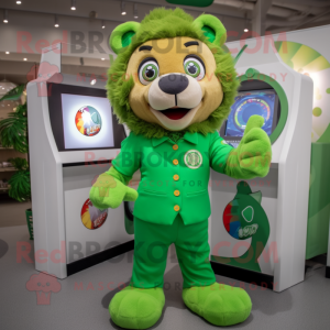 Green Lion maskot kostume...