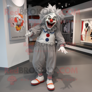 Grey Evil Clown maskot...