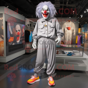 Grey Evil Clown maskot...