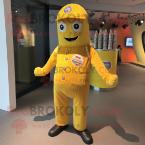 Gul brusboks maskot drakt...