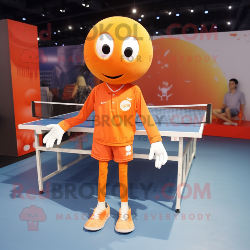 Orange Ping Pong Table mascot costume character dressed with a Skinny Jeans and Shoe laces