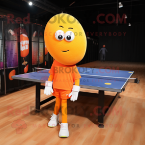 Orange Ping Pong Table mascot costume character dressed with a Skinny Jeans and Shoe laces