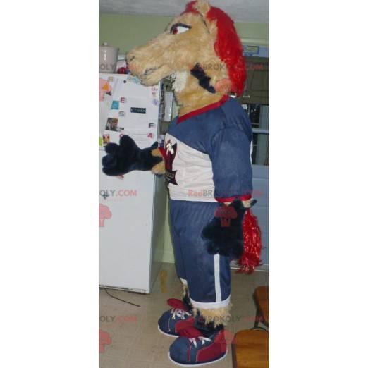 Cavalo mascote égua bege e vermelha - Redbrokoly.com