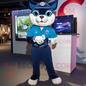 Marinblå Puma maskot kostym...