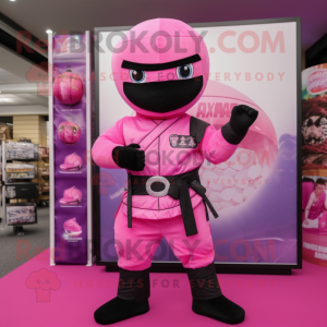 Pink Ninja maskot kostume...