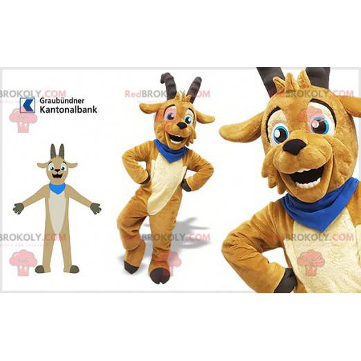 Braunes Ziegenbockmaskottchen mit Hörnern - Redbrokoly.com