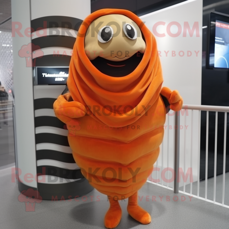 Orange Oyster mascot costume character dressed with a Turtleneck and Wraps Orange Oyster mascot costume character dressed with a Turtleneck and Wraps