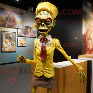 Gold Zombie maskot kostym...