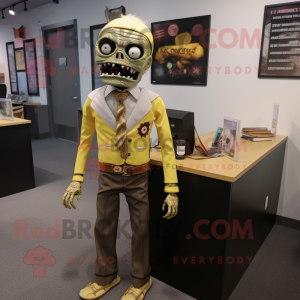 Gold Zombie maskot kostume...