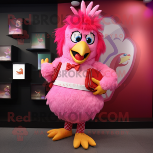 Rosa Roosters Maskottchen...