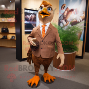 Brown Pheasant mascot costume character dressed with a Suit Pants and Shoe laces