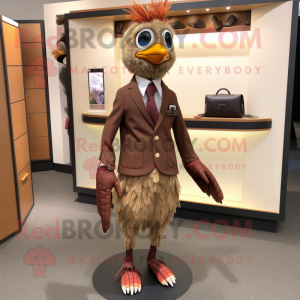 Brown Pheasant mascot costume character dressed with a Suit Pants and Shoe laces