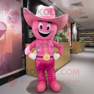 Pink Cowboy maskot kostume...