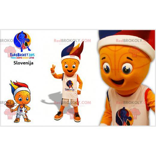 Mascotte di pallacanestro rotonda e sorridente - Redbrokoly.com