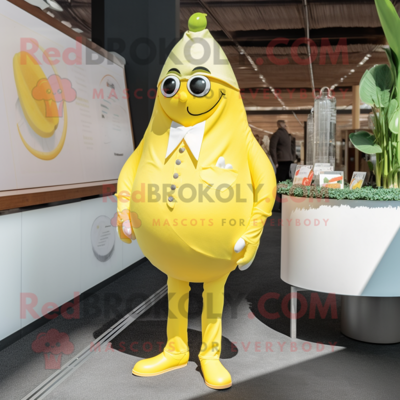 Lemon Yellow Mango mascot costume character dressed with a Rash Guard and Cufflinks Lemon Yellow Mango mascot costume character dressed with a Rash Guard and Cufflinks