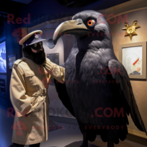 Navy Crow mascot costume character dressed with a Parka and Watches